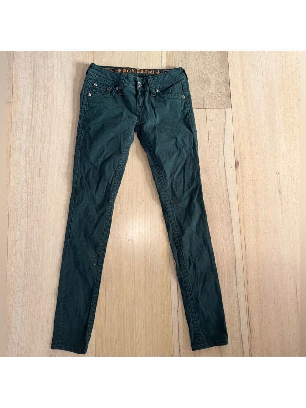 Rock Revival Jen Skinny Jeans Dark Green Size 27